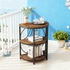 Gulches Half-Round Side Table with 3-Tier Shelves, Rustic Brown Top and Black Metal Legs, 23.62"L×11.81"W×25.98"H - 4 of 4