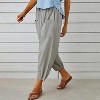 Women's Cropped Pants High Waist Drawstring  Pants Wide Leg with Pockets - 4 of 4
