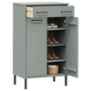 vidaXL Shoe Rack Solid Pine Wood, Metal - Gray - 3 of 4