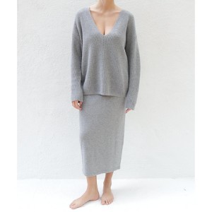 Women's Merino Blend Freya V Neck in Silver by Tomorrow Studio - 1 of 4