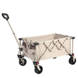 SKRAN Folding Wagon Cart Outdoor,All Terrain Wheels Heavy Duty Garden Carts with Adjustable Handle,Utility Wagon for Camping Sports Fishing - 1 of 4