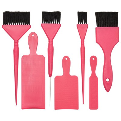 Glamlily 7 Piece Set Balayage Kit with Highlighting Board and Hair Dye Brushes (Pink, 3 Sizes)