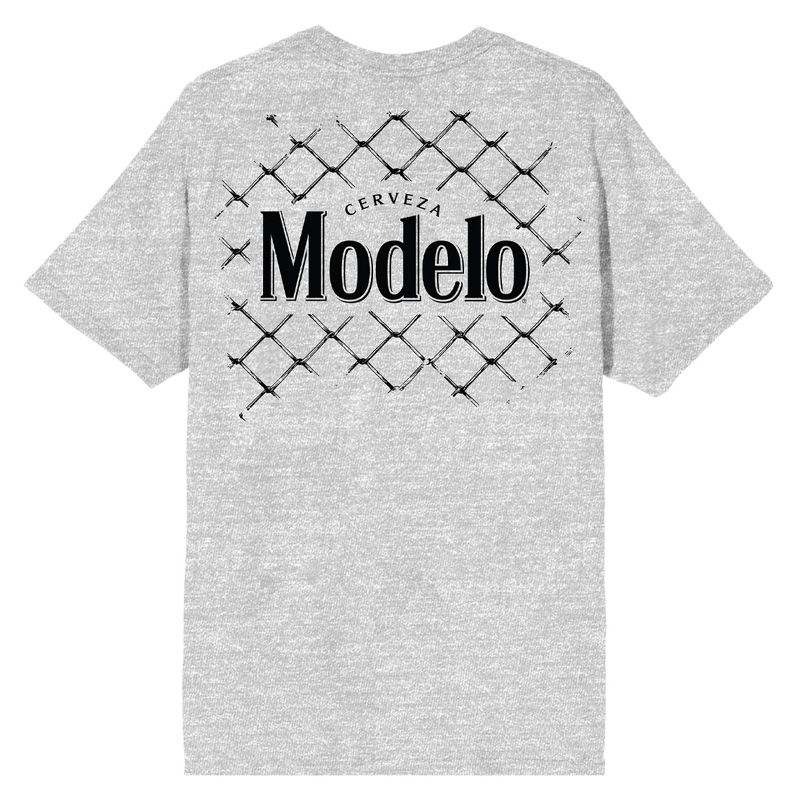 Modelo Logo Chain Link Gate Background Crew Neck Short Sleeve Athletic Heather Men's T-shirt, 2 of 5