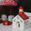 Northlight 6" White and Red Ceramic Church Flameless Christmas Candle Holder - 3 of 3