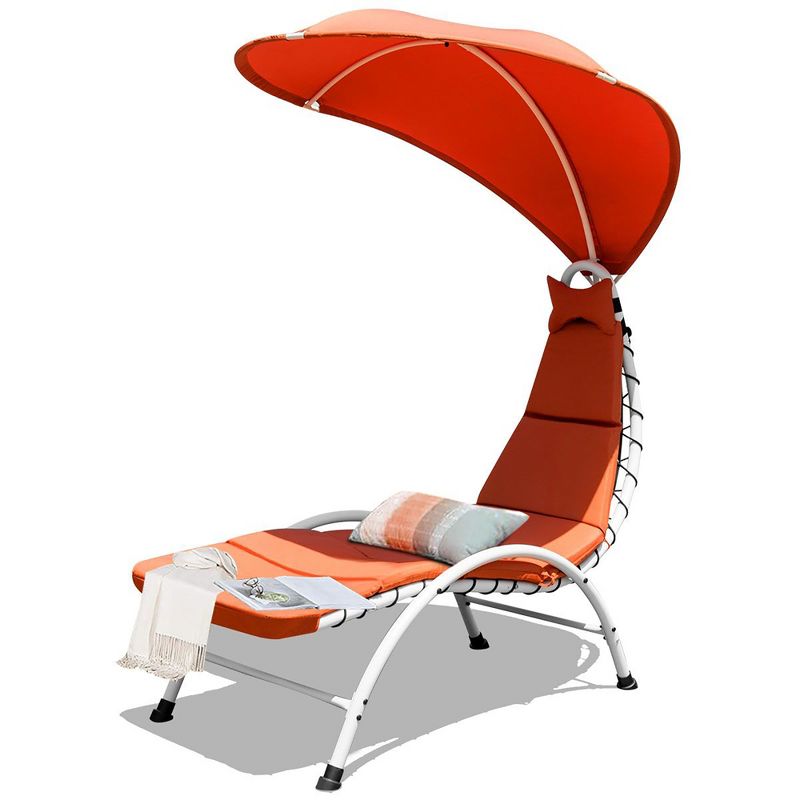 Costway Chaise Lounge Chair with Canopy Hammock Chair with Canopy Orange\Beige\Turquoise, 1 of 10