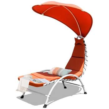 Costway Chaise Lounge Chair with Canopy Hammock Chair with Canopy Orange\Beige\Turquoise