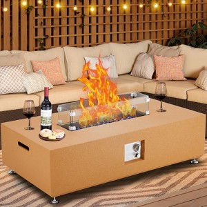 50000BTU Fire Table with Wind Guard, Glass Beads & Rain Cover, Sturdy Steel Anti-rust Finish & CSA Safety Certified Outdoor Firepit - 1 of 4