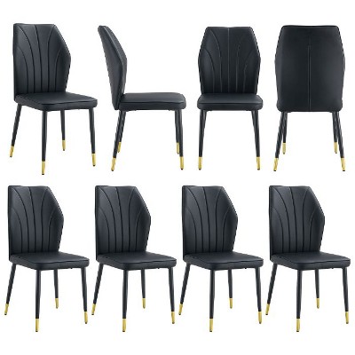 CAVINAS Modern PU Leather Dining Chair, Kitchen Side Chair with Curved Back and Metal Legs
