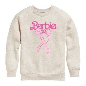 Boys' - Barbie - Barbie Logo Bow Graphic Long Sleeve Fleece Sweatshirt - 1 of 4