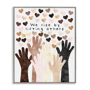 Stupell Industries We Rise by Lifting Others Quote Hands Hearts Framed Giclee Art, Gray, 11" x 14" - 1 of 4