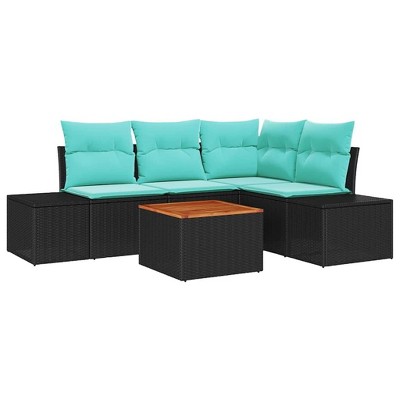vidaXL Garden Sofa Set 5 pcs Black and turquoise : Target