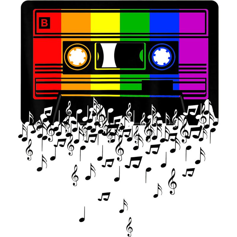Adult Design By Humans Pride Rainbow Flag Music Note Cassette By Avocato T-Shirt, 2 of 4