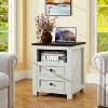 MUUEGM Farmhouse Nightstand with Charging Station, 18" Bedside Table with Drawer & Storage Cabinet, End Table for Bedroom, Living Room - 2 of 4
