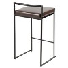 LumiSource Set of 3 Fuji Stacker Counter Height Barstools Black Metal/Brown PU - 4 of 4