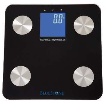 Digital Scale for Body Weight - Cordless Battery-Operated Bathroom Accessory with Large LCD Display to Track Health and Fitness by Bluestone (Black)