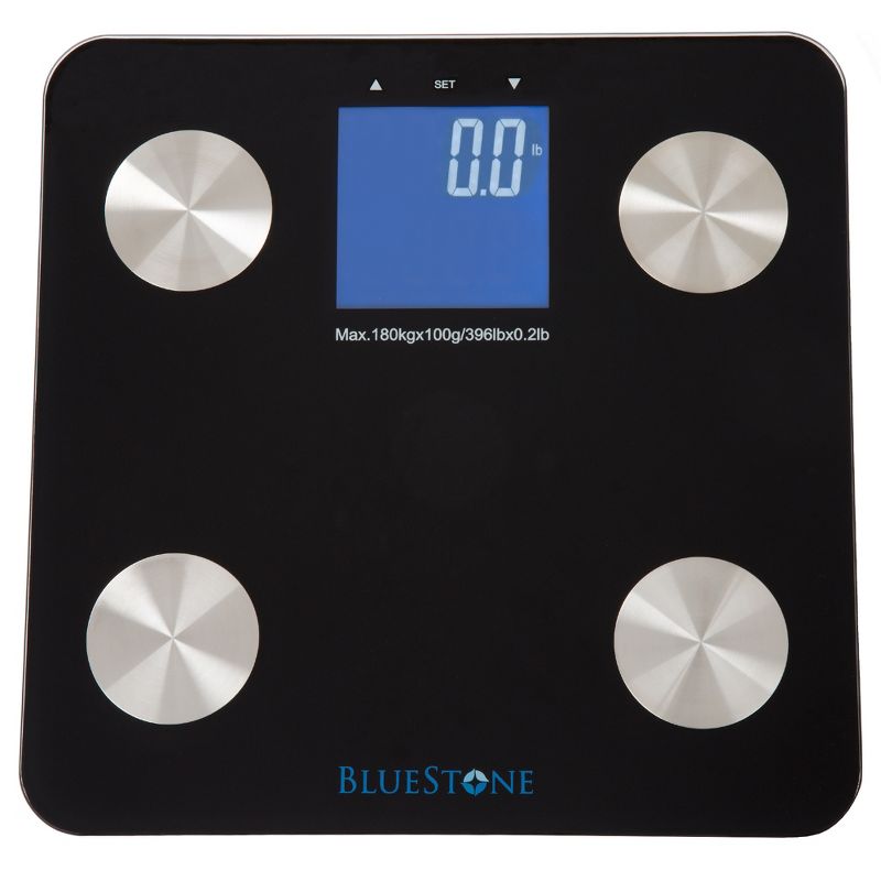 Digital Scale for Body Weight - Cordless Battery-Operated Bathroom Accessory with Large LCD Display to Track Health and Fitness by Bluestone (Black), 1 of 6