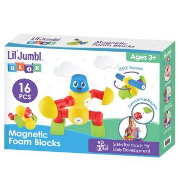 Lil Jumbl Blox Foam Magnetic Building Blocks Play Set