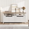 Farmhouse TV Stand for 75/80 Inch TVs, Long Entertainment Center w/ Storage Drawer &OpenShelf, Television Consoles Stands for living room - 2 of 4