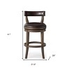 HomeRoots 31" Brown Faux Leather and Solid Wood Low Back Bar Height Swivel Bar Chair - 3 of 4