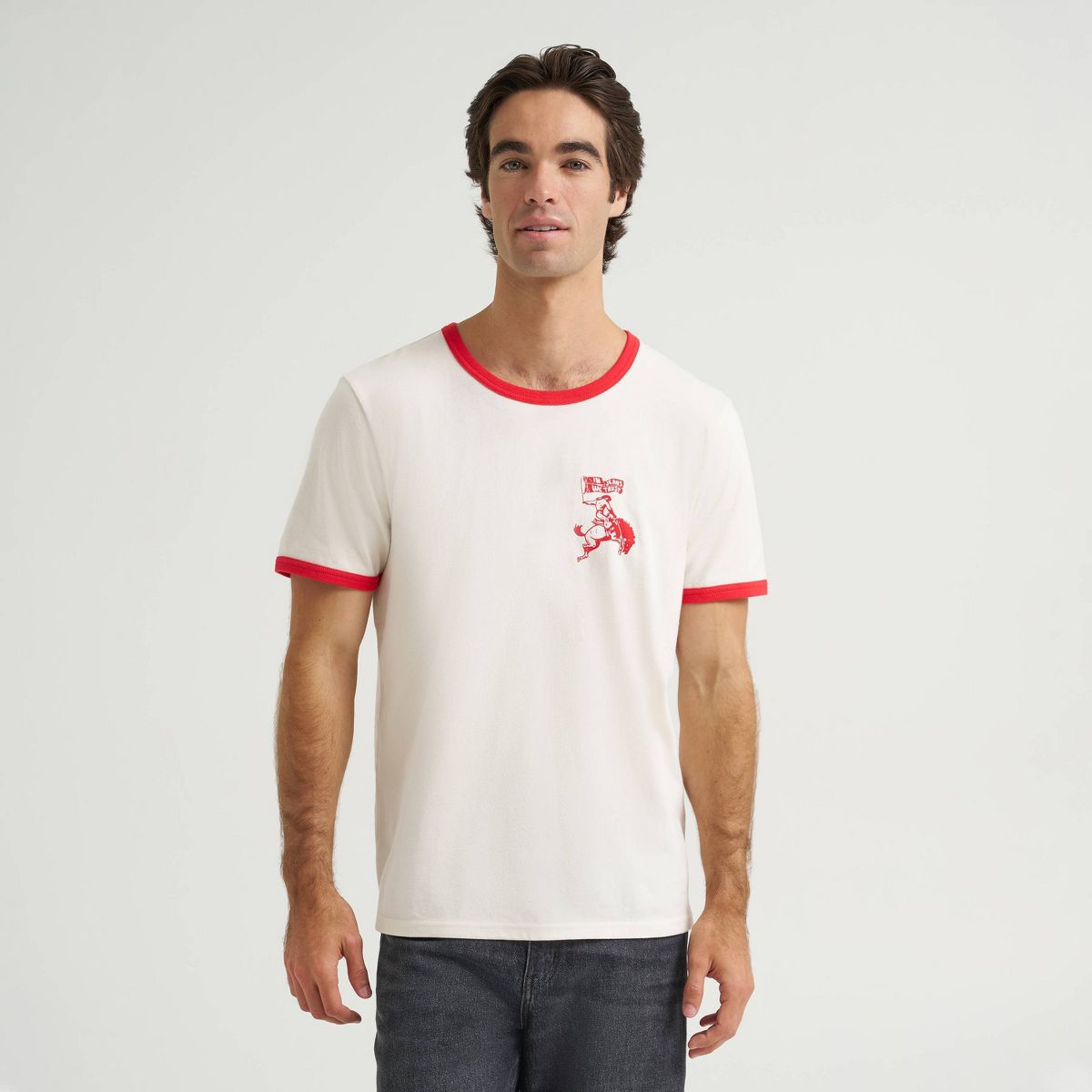 Wrangler Men's In Jeans We Trust Ringer T-Shirt - White/Red - thumbnail 3