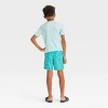 Boys' Short Sleeve Surf Board Printed Rash Guard Top & Swim Shorts Set -  Cat & Jack™ Blue XS