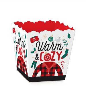 Big Dot of Happiness Christmas Pajamas - Party Mini Favor Boxes - Holiday Plaid PJ Party Treat Candy Boxes - Set of 12 - 1 of 4