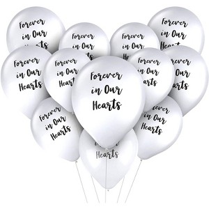 Juvale 30-Pack 12" Memorial Funerals Balloons Party Decorations, Forever in Our Hearts for Memorials - 1 of 4