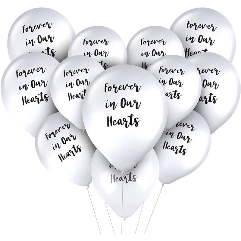 Juvale 30-Pack 12" Memorial Funerals Balloons Party Decorations, Forever in Our Hearts for Memorials, 1 of 6