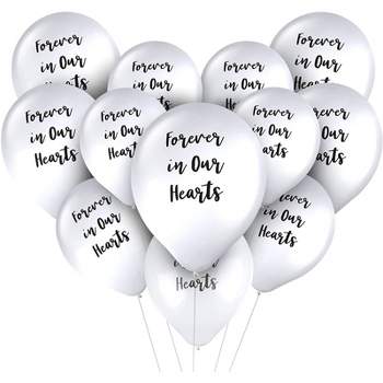 Juvale 30-Pack 12" Memorial Funerals Balloons Party Decorations, Forever in Our Hearts for Memorials
