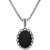 Steeltime 24" sterling silver and simulated black onyx oval pendant - 2 of 3