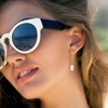 EVERLY JEWELRY | Yellow Silver Cultured Freshwater Pearl Shepard Hook Drop Earrings with Curb Chain - 4 of 4