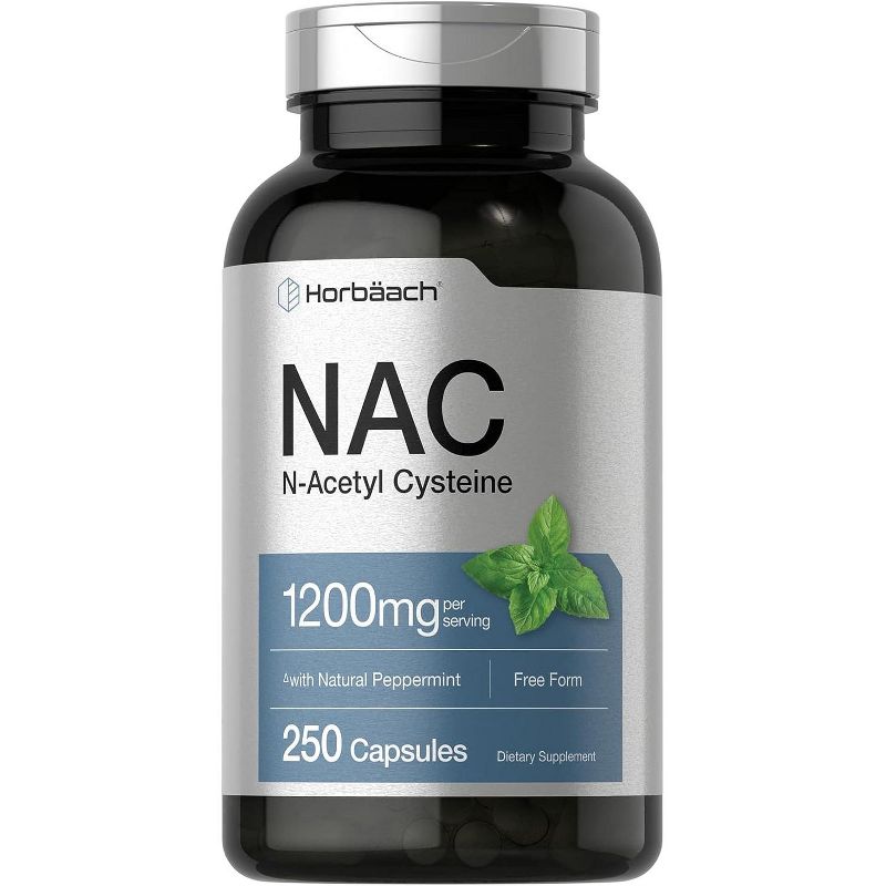 Horbaach NAC N-Acetyl Cysteine Supplement 1200mg | 250 Capsules, 1 of 8