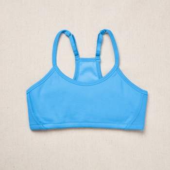Yellowberry Girls' Cotton Racerback Bra with Full Coverage and High-Quality Comfort, Droplet Blue-Medium