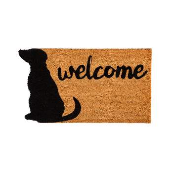 Evergreen Dog Welcome Shaped Indoor Outdoor Natural Coir Doormat 1'4"x2'4" Brown