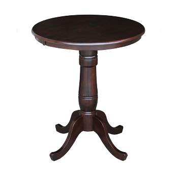 30" Round Top Pedestal Counter Height Table Dark Brown - International Concepts