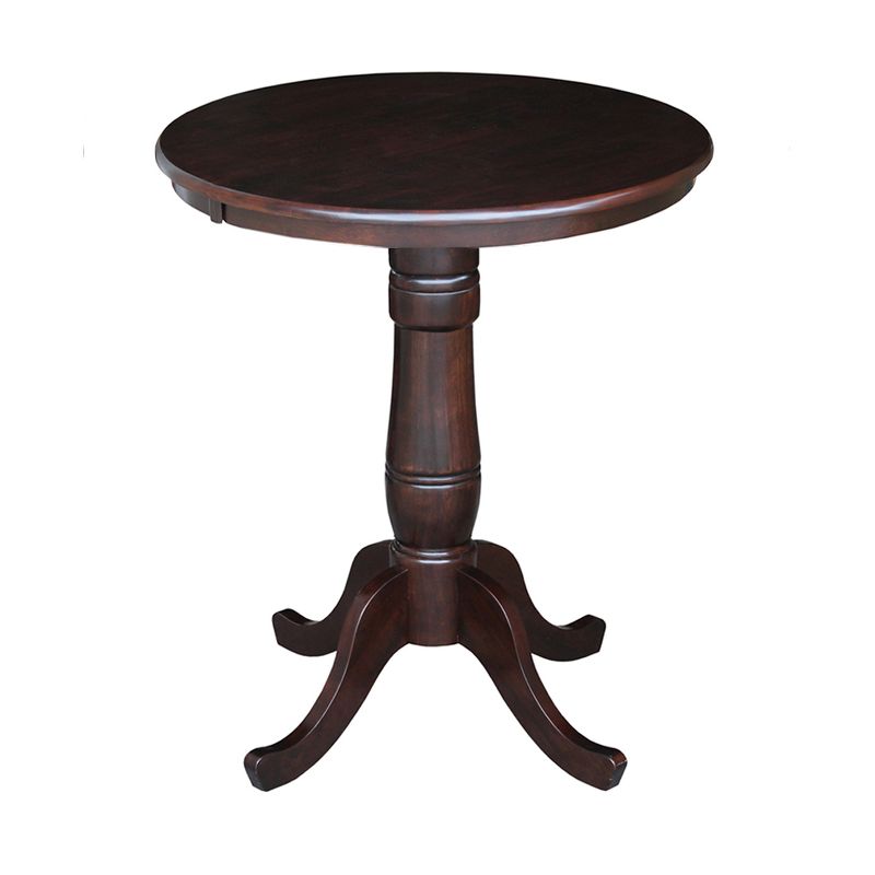 30" Round Top Pedestal Height Table Dark Brown - International Concepts, 1 of 6