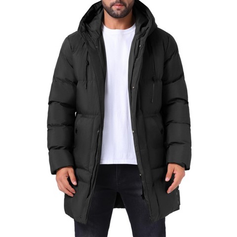 Мужские куртки INSPIRE CHIC Men's Mid-Length Warm Zipper Winter Quilted Hooded Puffer Jacket Medium Dark Green