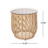 GDFStudio Laguna Outdoor 15.5" Wicker Glass Top Basket Side Table - 3 of 4