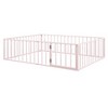Gulches Queen Size Metal Floor Bed Frame with Fence & Door, Pink - 4 of 4