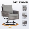 3-Piece Wicker Patio Furniture Set, Rattan Swivel Chairs with Coffee Table, Outdoor Seating for Porch, Balcony, or Garden –Wicker with Cushions - 4 of 4