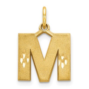Black Bow Jewelry 14k Yellow Gold, Julia Collection, Small Satin Block Initial M Pendant - 1 of 4