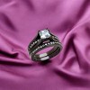 Slickblue Women's Clear CZ Square Wedding Ring Set - Silver/Dark Brown/Black Color Options, Stainless Steel, Size 5-11 - 2 of 4
