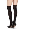 Memoi Women's Paisley Bouquet Flocked Velvet Over The Knee Socks Black One Size - 3 of 4