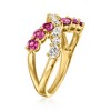Ross-Simons 0.80 ct. t.w. Rhodolite Garnet and .51 ct. t.w. Lab-Grown Diamond Crisscross Ring in 18kt Gold Over Sterling - 3 of 4