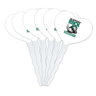 Slippery Rock Secondary Logo Heart Love Cupcake Picks Toppers Decoration Set of 6