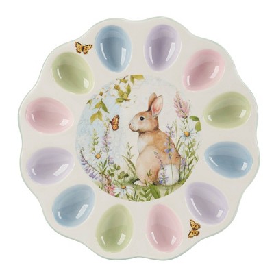Certified International 12.25" Easter Meadow Round Deviled Egg Plate