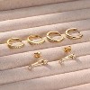 3Pairs 925 Sterling Silver, 14K Gold Plated Small Huggie Hoop Earrings Sets for Multiple Piercing CZ Cartilage Earrings Stacks - 4 of 4