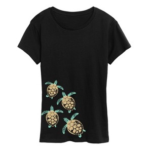 Women's - Instant Message - Baby Turtle Trail Bottom Side Hit Short Sleeve Graphic T-Shirt - 1 of 4