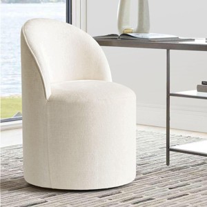 Best Home Office Chair with Wheels Chenille Barrel Upholstered Office Chair Armless for Home Office,Living Room-Tanpinhause - 1 of 4