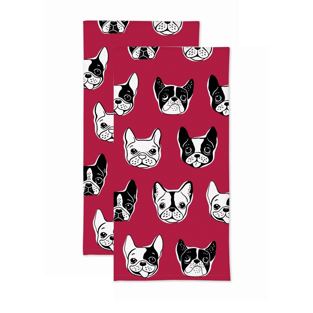 Photos - Other Accessories 2pk Dog Print Kitchen Towels - MU Kitchen: Soft Cotton, Absorbent, Modern Animal Prints, Machine Washable